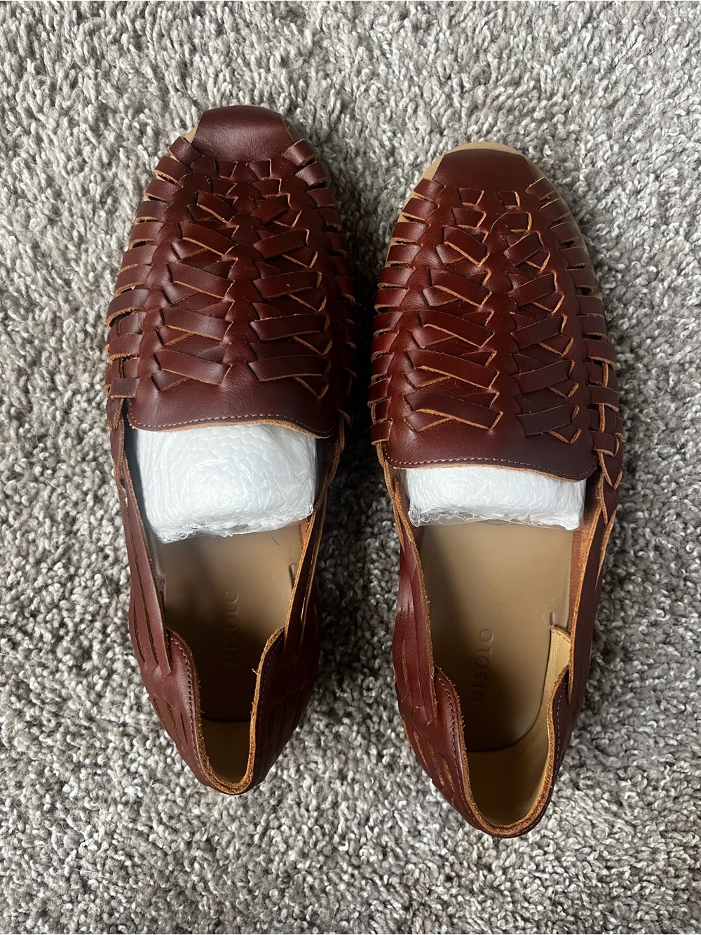 Nisolo Men’s Woven Leather Loafers in Chestnut Brown